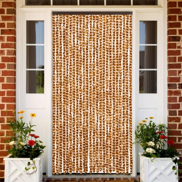 Zanzariera Ocra e Bianco 100x220 cm Ciniglia