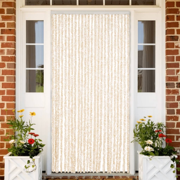 Tenda Antimosche Beige e Bianca 100x220 cm in Ciniglia