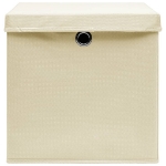 Scatole Portaoggetti con Coperchi 10pz Crema 32x32x32cm Tessuto