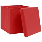 Scatole Portaoggetti con Coperchi 4pz Rosse 32x32x32 cm Tessuto