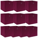 Scatole con Coperchi 10 pz Rosso Scuro 32x32x32 cm Tessuto