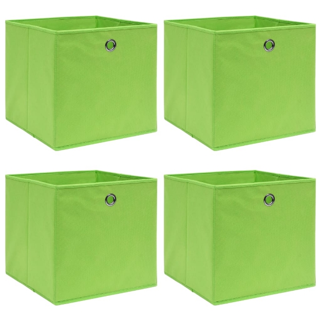 Scatole Portaoggetti 4pz Verdi 32x32x32 cm Tessuto