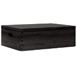 Scatola in Legno Coperchio&Manici Nera 40x30x13cm Legno di Pino
