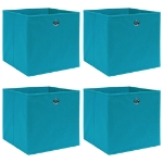Scatole Portaoggetti 4pz Azzurre 32x32x32 cm Tessuto