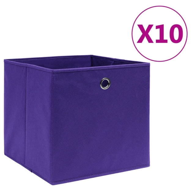 Contenitori 10 pz in Tessuto non Tessuto 28x28x28 cm Viola