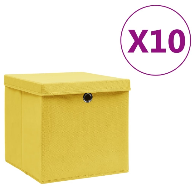 Contenitori con Coperchi 10 pz 28x28x28 cm Giallo