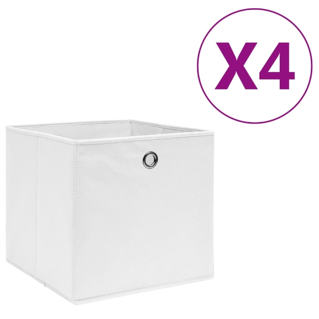 Contenitori 4 pz in Tessuto non Tessuto 28x28x28 cm Bianco