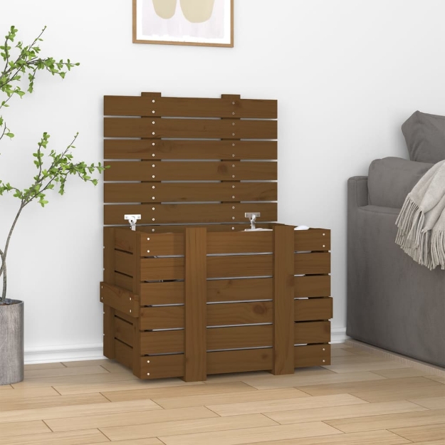 Contenitore Portaoggetti Ambra 58x40,5x42cm Legno Massello Pino