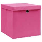 Scatole Portaoggetti con Coperchi 4pz Rosa 32x32x32 cm Tessuto