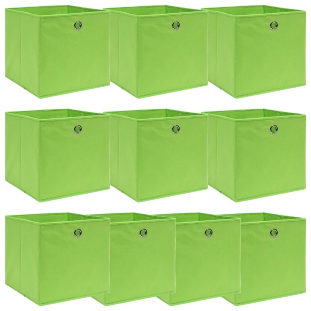Scatole Portaoggetti 10pz Verdi 32x32x32 cm Tessuto