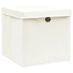 Scatole Portaoggetti con Coperchi 4pz Bianco 32x32x32cm Tessuto
