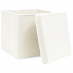 Scatole Portaoggetti con Coperchi 4pz Bianco 32x32x32cm Tessuto