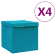Contenitori con Coperchi 4 pz 28x28x28 cm Azzurro