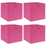 Scatole Portaoggetti con Coperchi 4pz Rosa 32x32x32 cm Tessuto