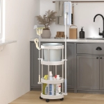 Carrello per la Pulizia con Cesti di Stoccaggio in Alluminio