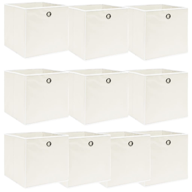Scatole Portaoggetti 10pz Bianche 32x32x32 cm Tessuto