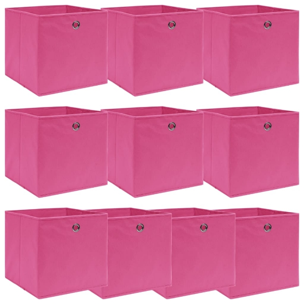 Scatole Portaoggetti 10 pz Rosa 32x32x32 cm Tessuto