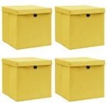 Scatole Portaoggetti con Coperchi 4pz Gialle 32x32x32cm Tessuto
