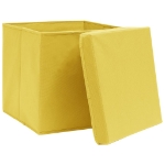 Scatole Portaoggetti con Coperchi 4pz Gialle 32x32x32cm Tessuto