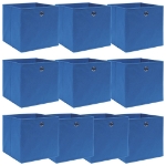 Scatole Portaoggetti con Coperchi 10pz Blu 32x32x32 cm Tessuto