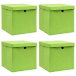 Scatole Portaoggetti con Coperchi 4pz Verdi 32x32x32 cm Tessuto
