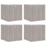 Scatole Portaoggetti 4pz Marrone 32x32x32cm Tessuto non Tessuto