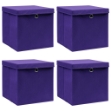 Scatole Portaoggetti con Coperchi 4pz Viola 32x32x32cm Tessuto