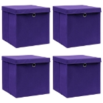Scatole Portaoggetti con Coperchi 4pz Viola 32x32x32cm Tessuto