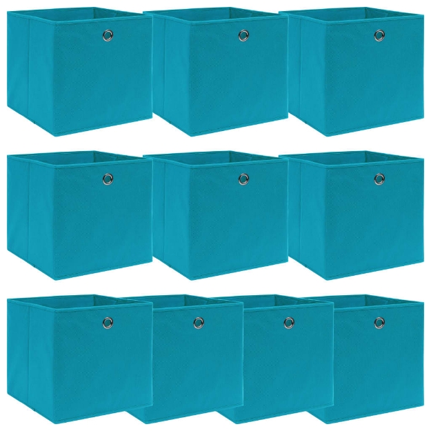 Scatole Portaoggetti 10pz Azzurre 32x32x32 cm Tessuto