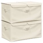 Scatole Portaoggetti 2pz in Tessuto 50x30x25 cm Crema