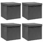 Scatole Portaoggetti con Coperchi 4pz Grigi 32x32x32 cm Tessuto