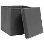 Scatole Portaoggetti con Coperchi 4pz Grigi 32x32x32 cm Tessuto