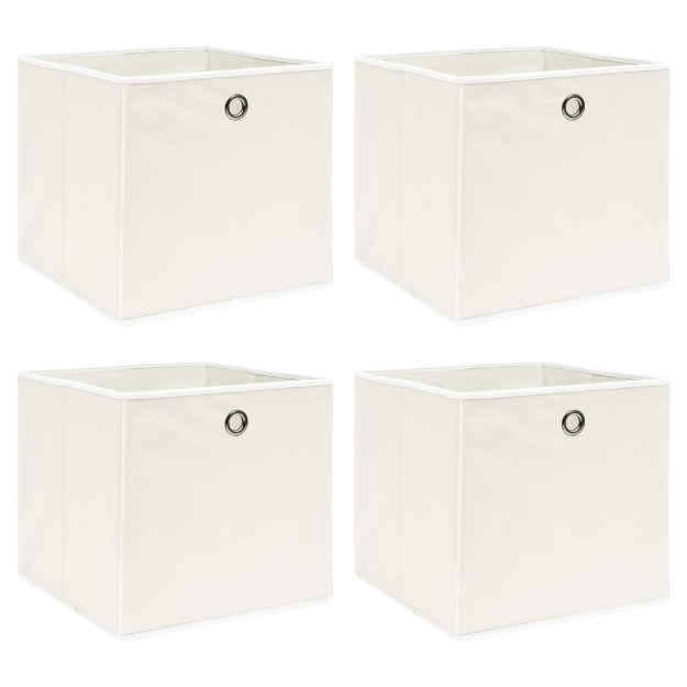 Scatole Portaoggetti 4pz Bianche 32x32x32 cm Tessuto