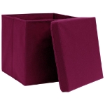 Scatole con Coperchi 4pz Rosso Scuro 32x32x32 cm Tessuto