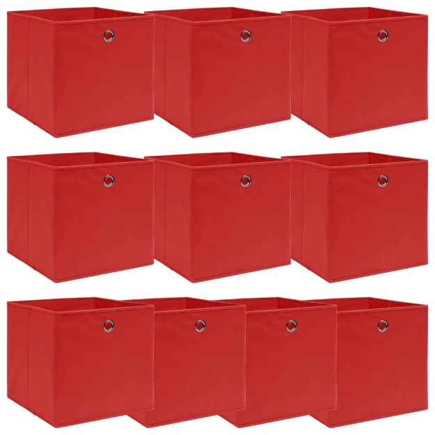 Scatole Portaoggetti 10pz Rosse 32x32x32 cm Tessuto