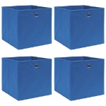 Scatole Portaoggetti con Coperchi 4 pz Blu 32x32x32 cm Tessuto