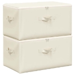 Scatole Portaoggetti 2pz in Tessuto 43x34x23 cm Crema