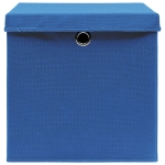 Scatole Portaoggetti con Coperchi 4pz Blu 32x32x32 cm Tessuto