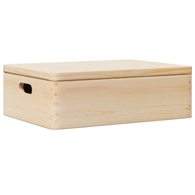 Scatola in Legno con Coperchio&Manici 40x30x13 cm Legno di Pino