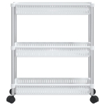 Carrello Portaoggetti a 3 Livelli Argento e Bianco in Alluminio