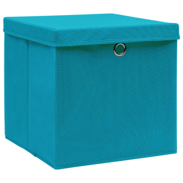 Contenitori con Coperchi 10 pz 28x28x28 cm Azzurro