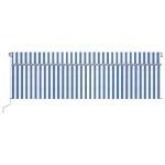 Tenda Sole Retrattile Manuale con LED 5x3m Blu e Bianco