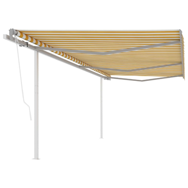 Tenda Retrattile Automatica con Pali 6x3,5 m Gialla e Bianca