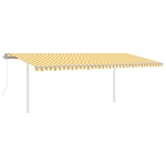 Tenda Retrattile Automatica con Pali 6x3,5 m Gialla e Bianca