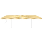 Tenda Retrattile Automatica con Pali 6x3,5 m Gialla e Bianca
