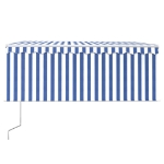 Tenda Sole Retrattile Automatica con Parasole 3x2,5m Blu Bianco