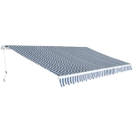 Tenda da Sole Manuale Pieghevole 500 cm Blu e Bianco