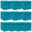 Scatole con Coperchi 10pz Azzurre 32x32x32 cm Tessuto