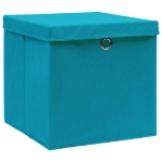 Scatole con Coperchi 10pz Azzurre 32x32x32 cm Tessuto