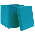 Scatole con Coperchi 10pz Azzurre 32x32x32 cm Tessuto